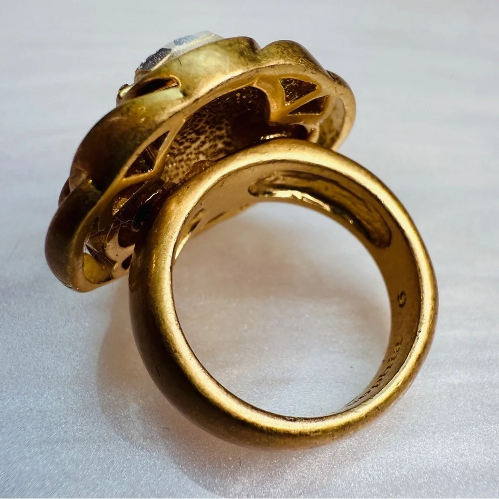 Vintage Leah, Sophia, brasstone, compass ring size 5 3/4